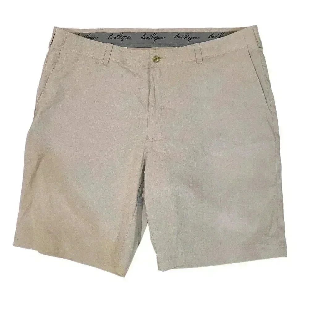𝅺Ben Hogan Men's Tan Flat Front Chino Shorts